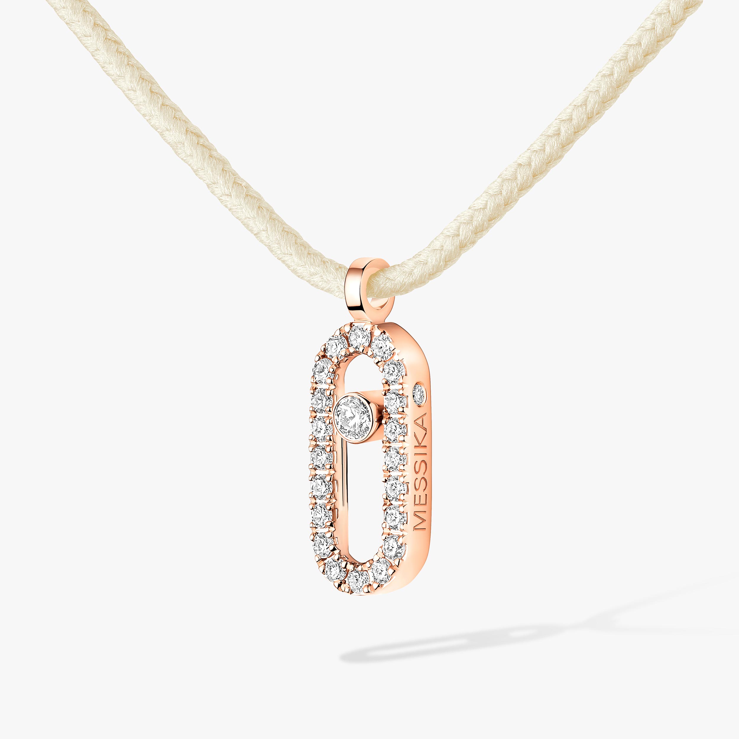 Necklace For Her Pink Gold Diamond Messika CARE(S) Cream Cord Pavé Necklace 14104-PG