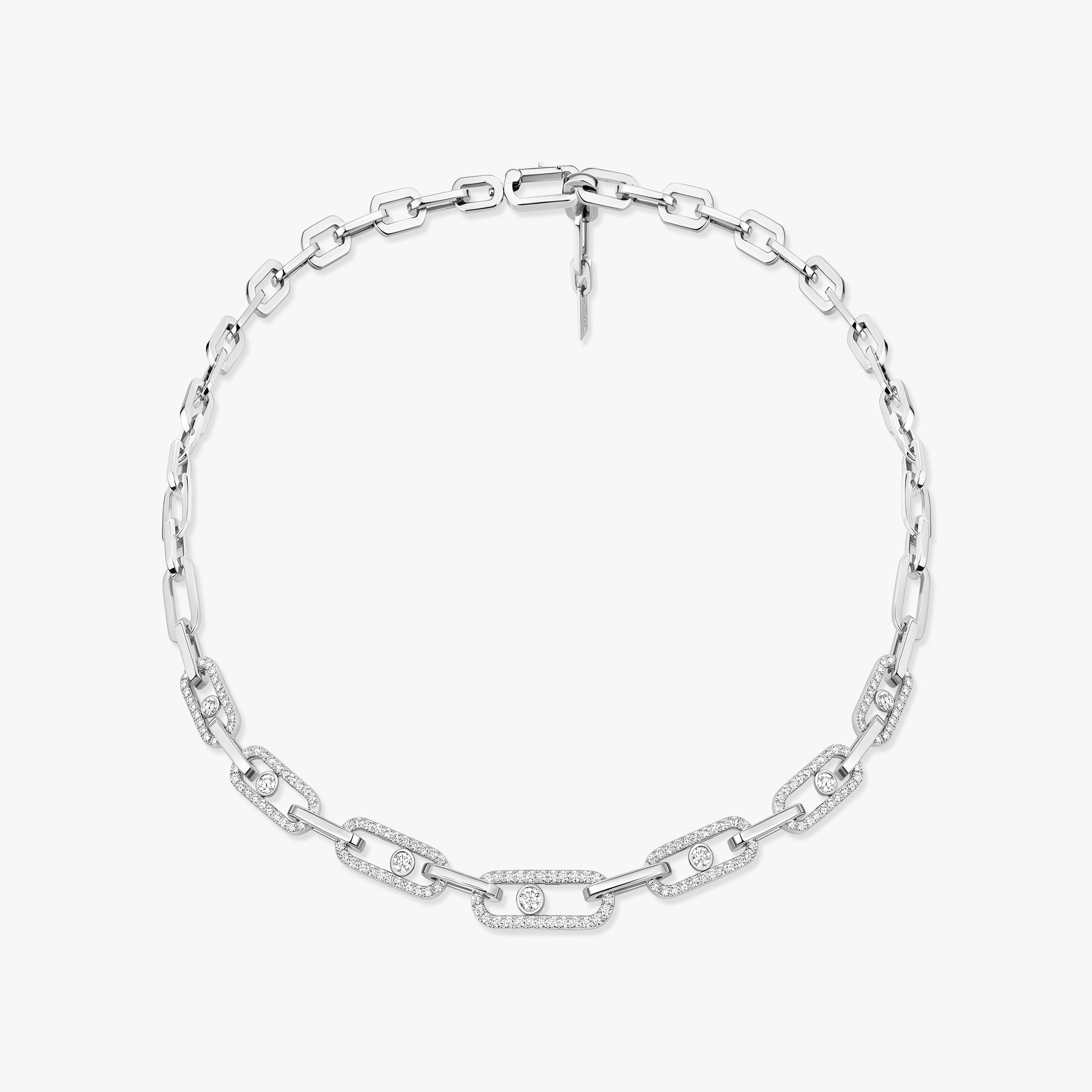 Ourlegavy ネックレス Move Link Diamond Pavé Necklace in White Gold | Messika 14042-WG