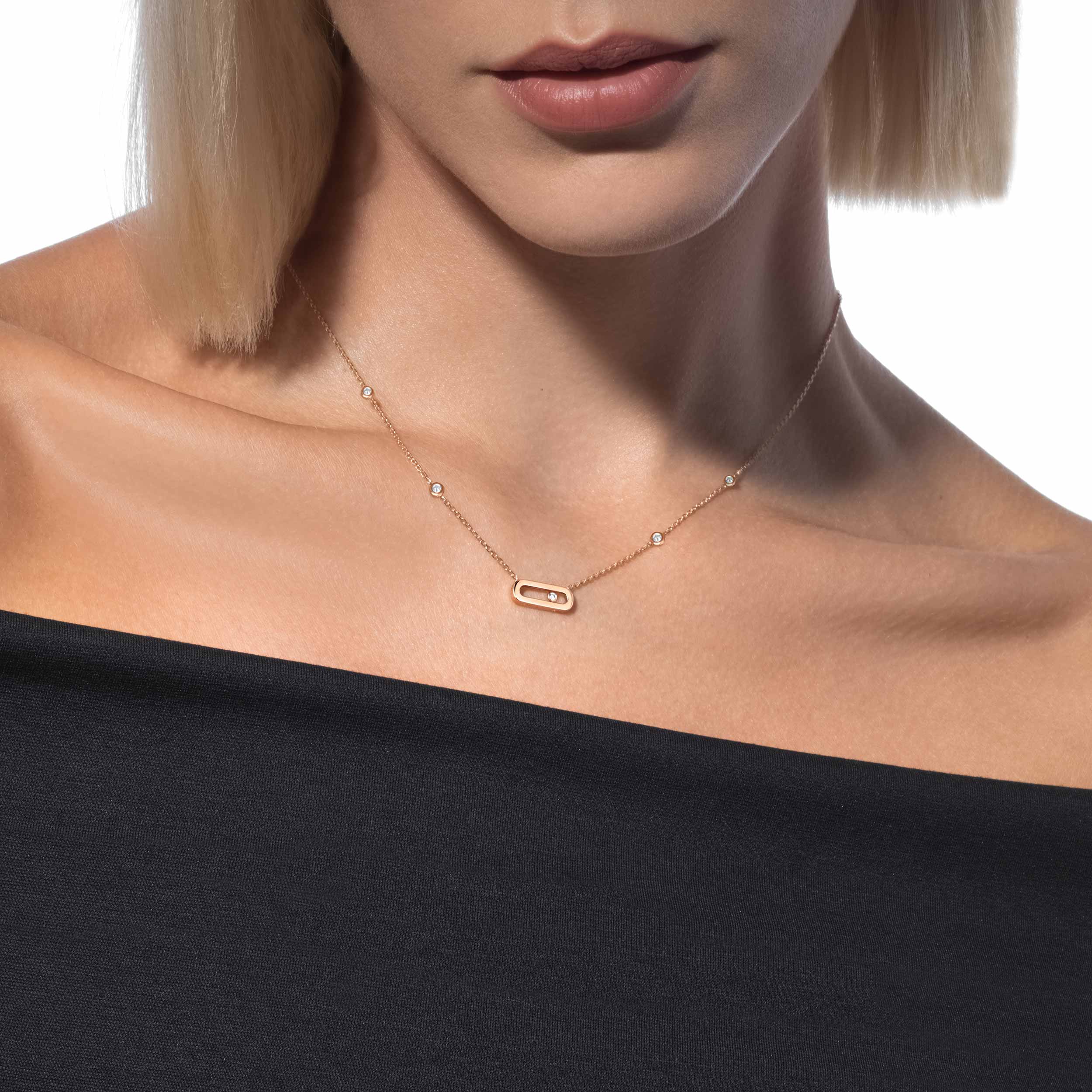 Necklace For Her Pink Gold Diamond Gold Move Uno 10053-PG