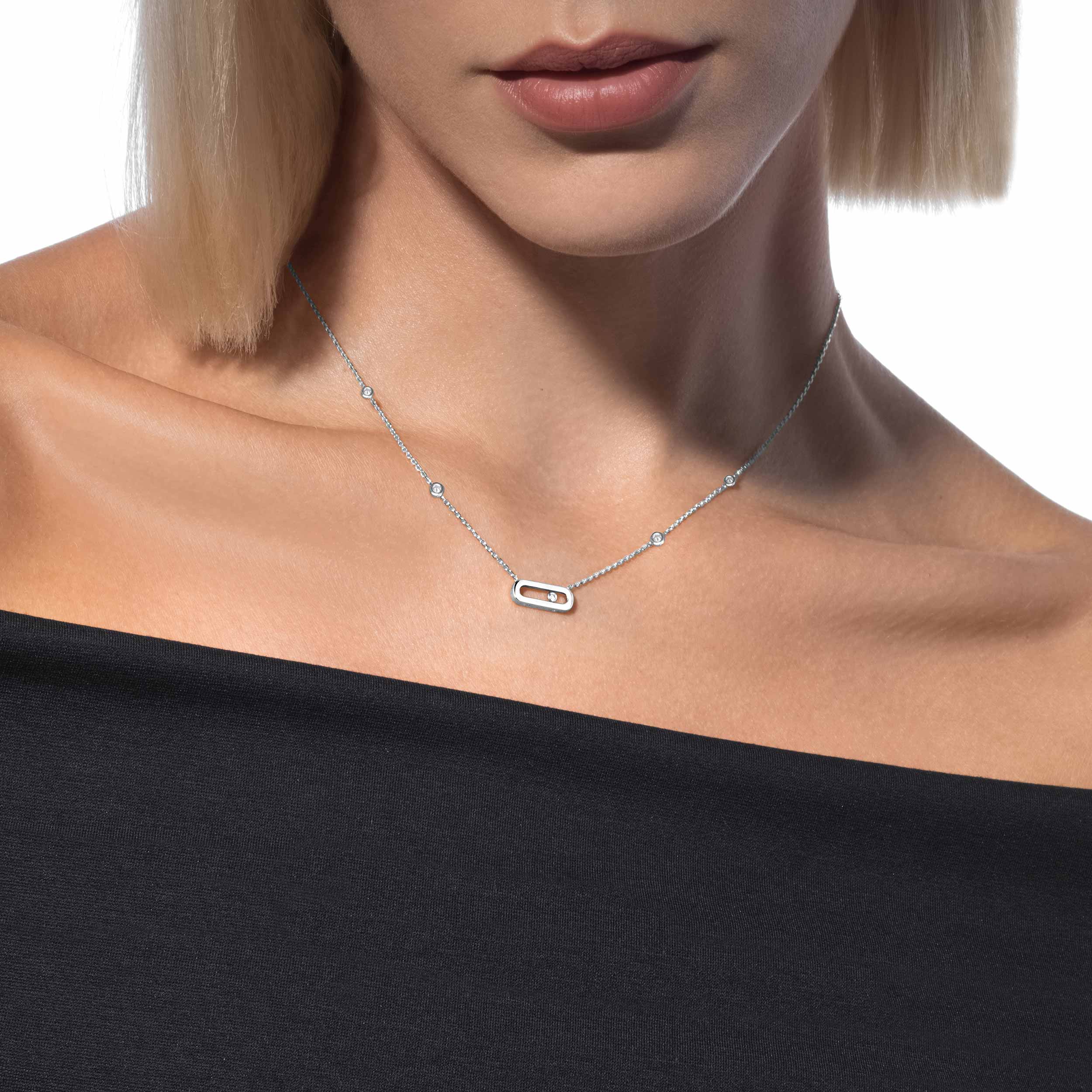 Necklace For Her White Gold Diamond Gold Move Uno 10053-WG