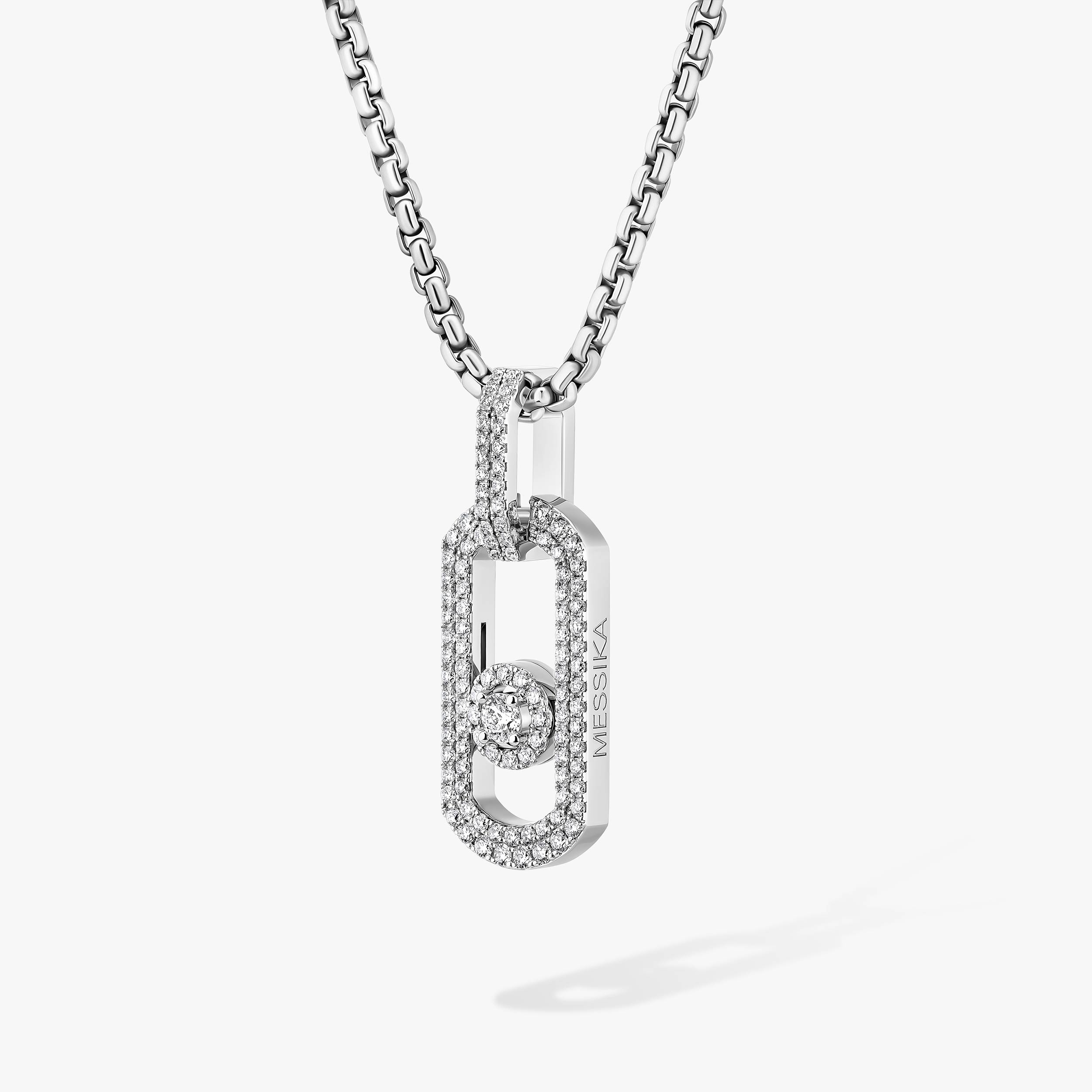 So Move natural titanium and pavé diamond necklace | Messika 13680-TN