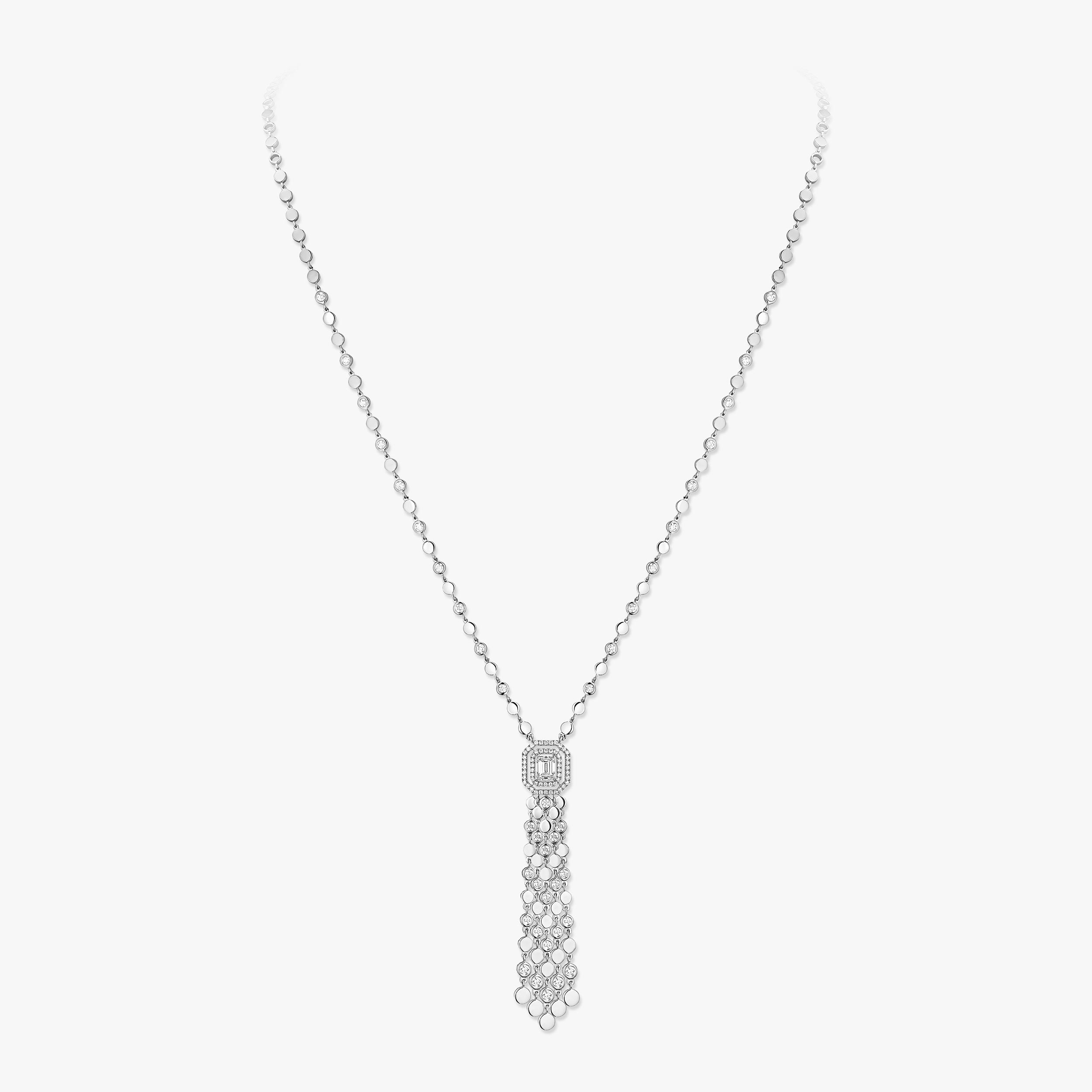 D-Vibes Diamond Tassel Necklace in White Gold | Messika 13175-WG