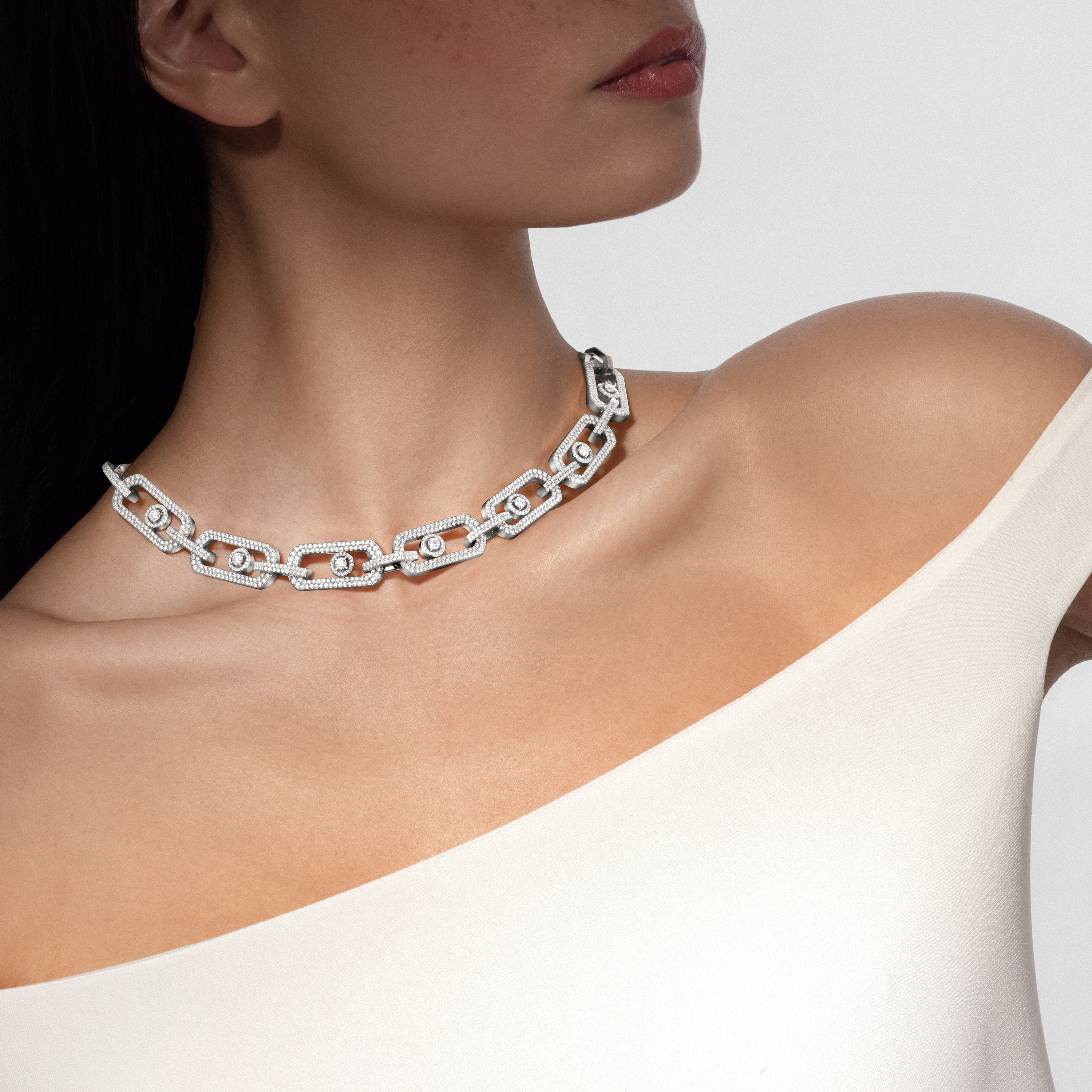 Collar Mujer Oro blanco Diamante So Move XL con Pavé 13079-WG