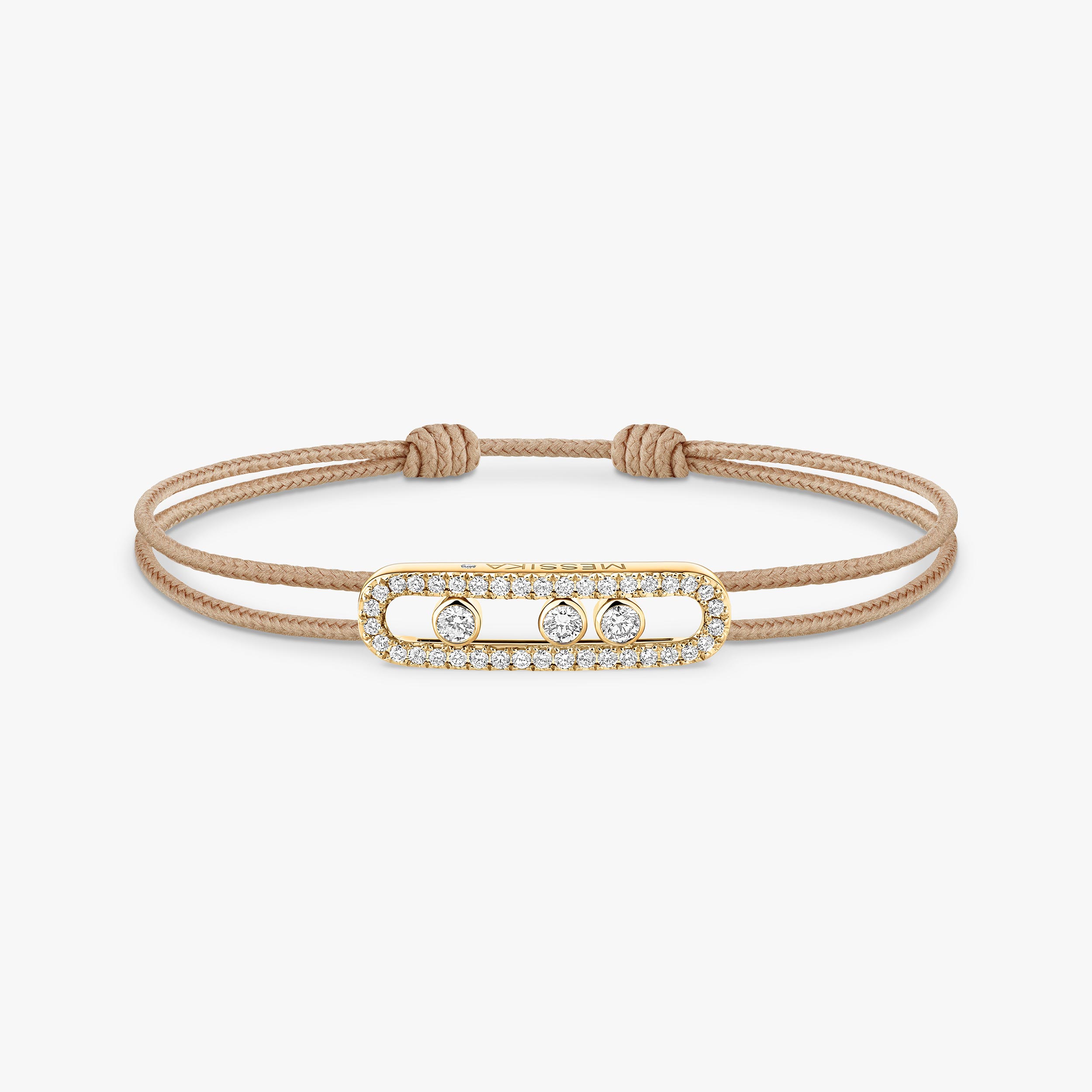 Messika CARE(S) Schnur Beige Mit Diamanten Ausgefasst Für sie Diamant Armband Gelbgold 14102-YG