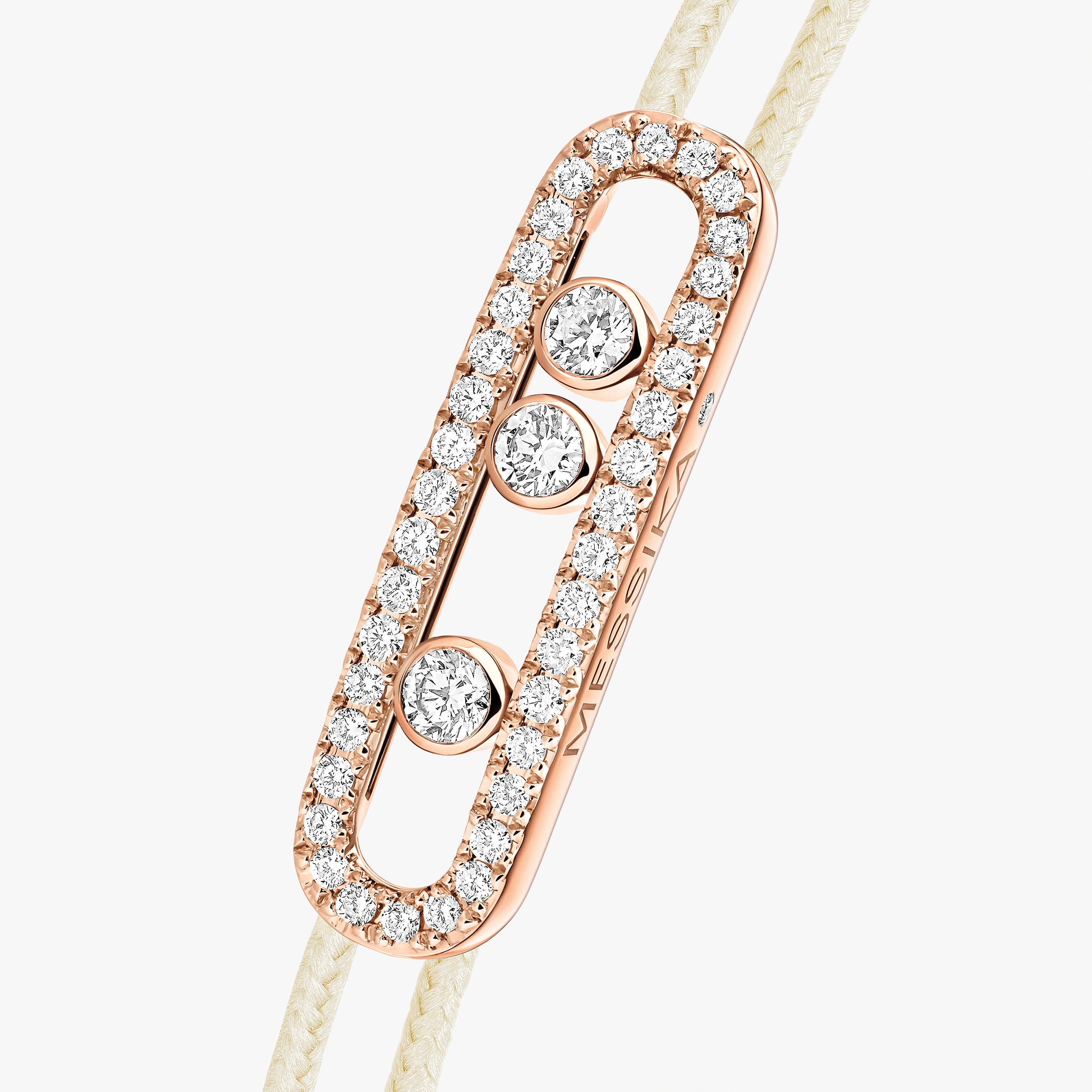 MESSIKA CARE(s) Diamond Pavé Cream Cord Bracelet in Pink Gold