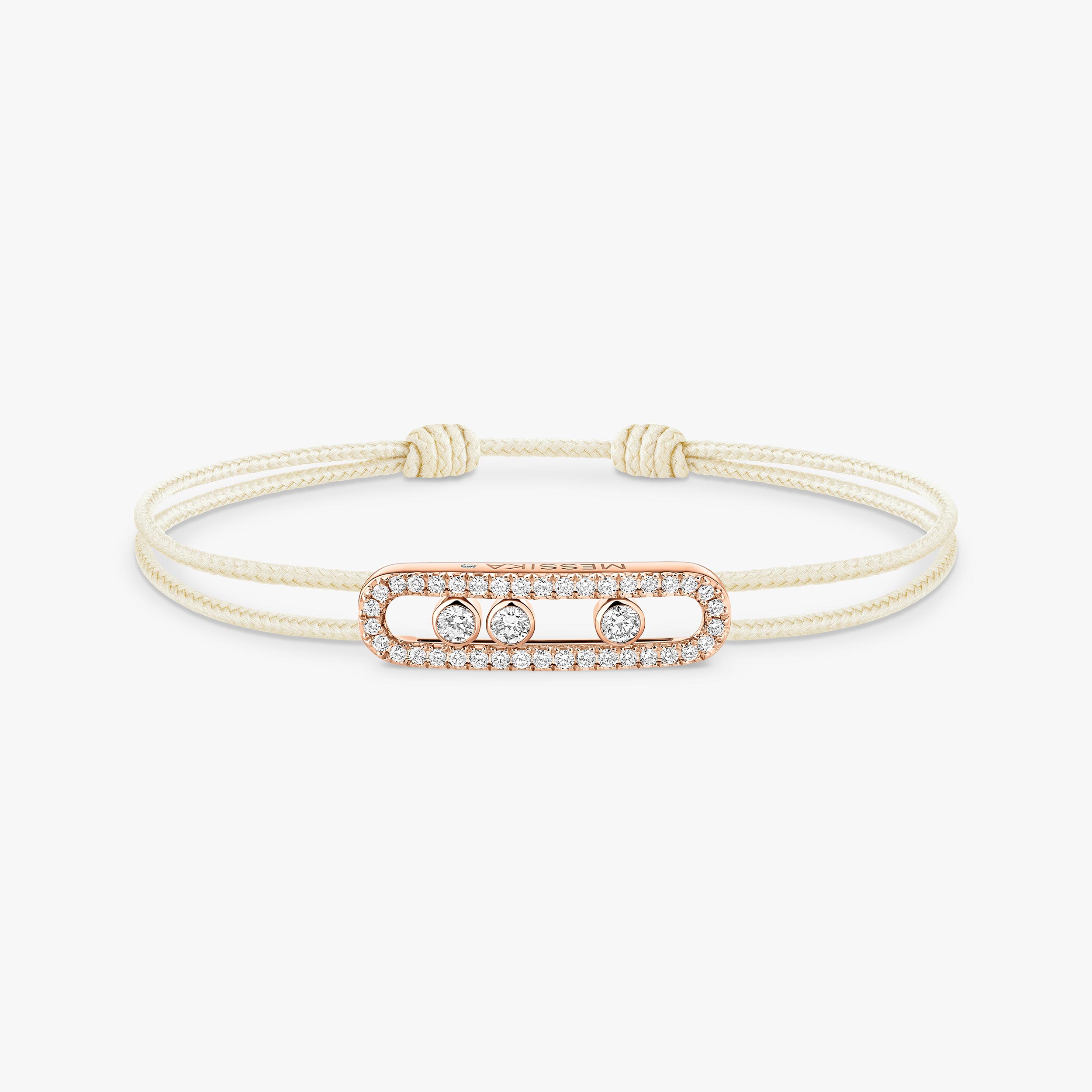 Melty Creamドーナツブレスレット MESSIKA CARE(s) Diamond Pavé Cream Cord Bracelet in Pink Gold