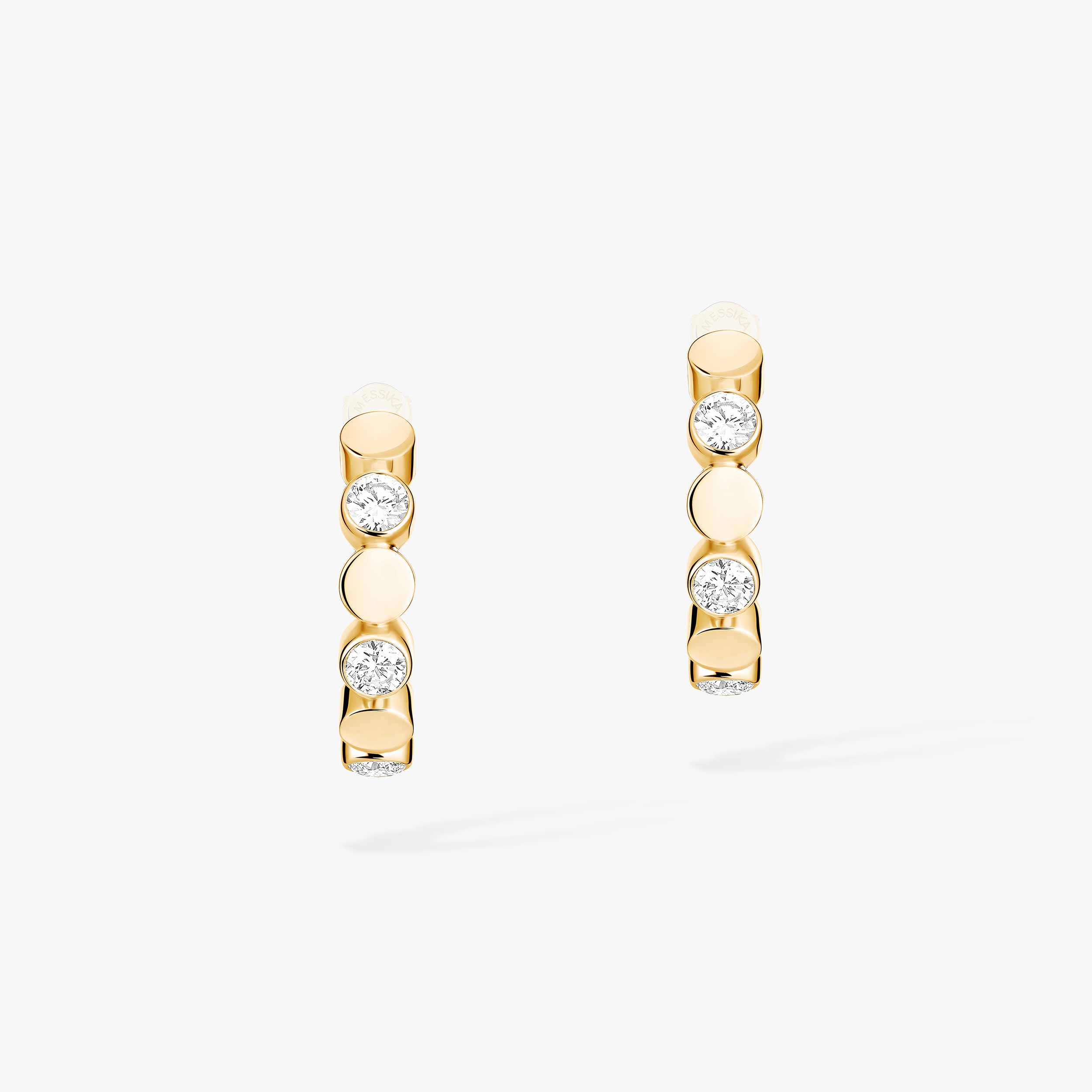 D-Vibes Diamond Mini Hoop Earrings in Yellow Gold | Messika 13450-YG
