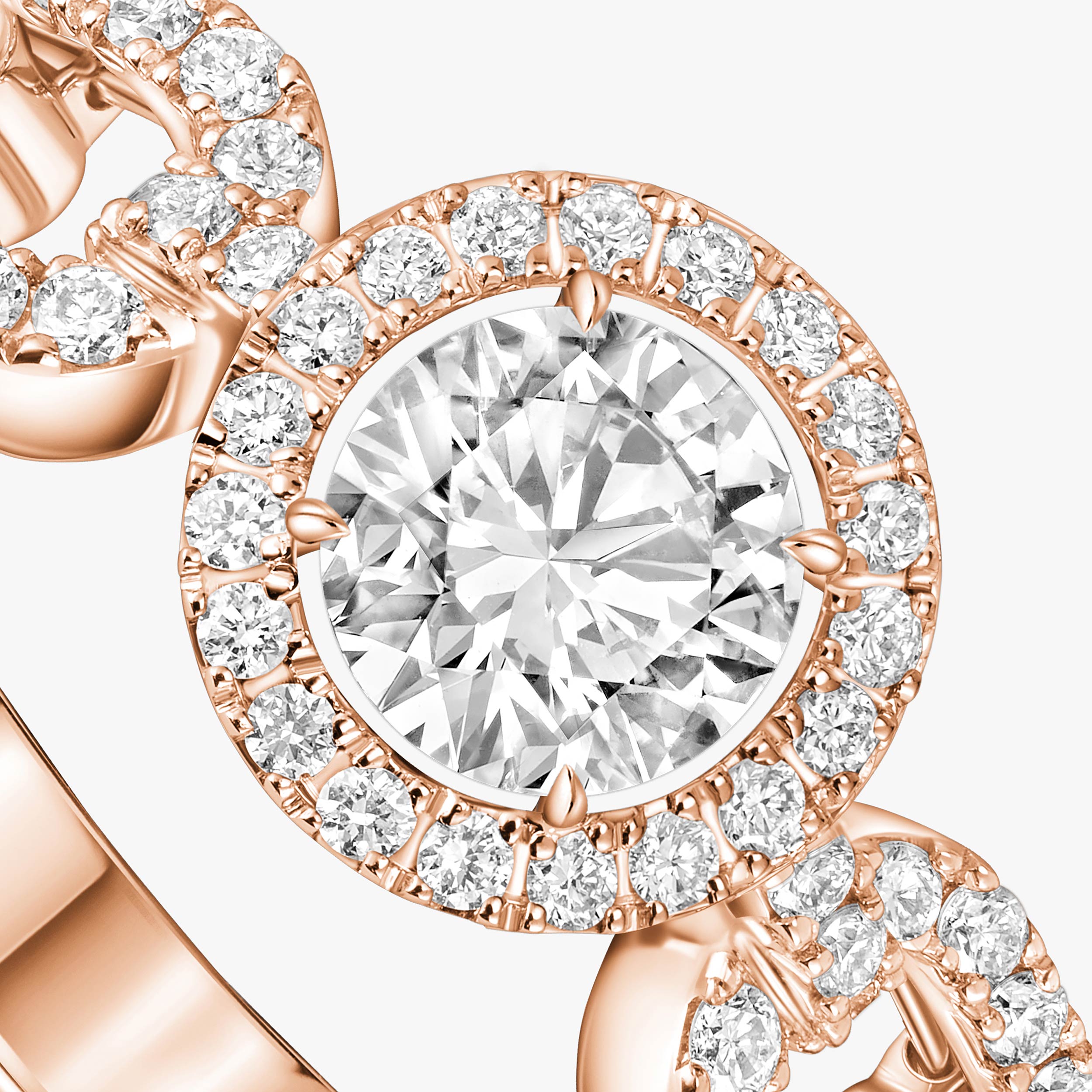 خاتم امرأة ذهب وردي الماس خاتم السوليتير Move Link 0.30 قيراط 13747-PG