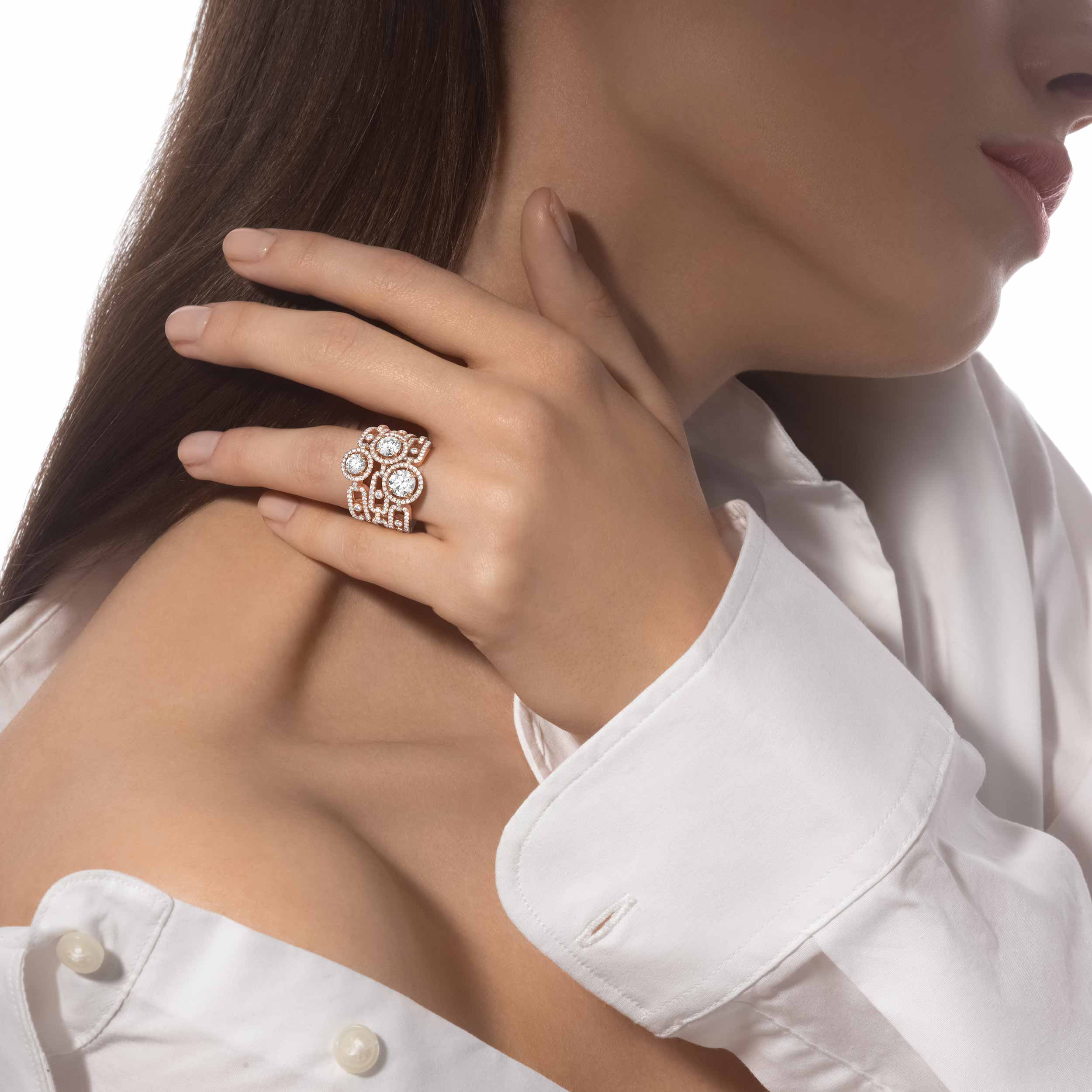 خاتم امرأة ذهب وردي الماس خاتم السوليتير Move Link 0.50 قيراط 13748-PG