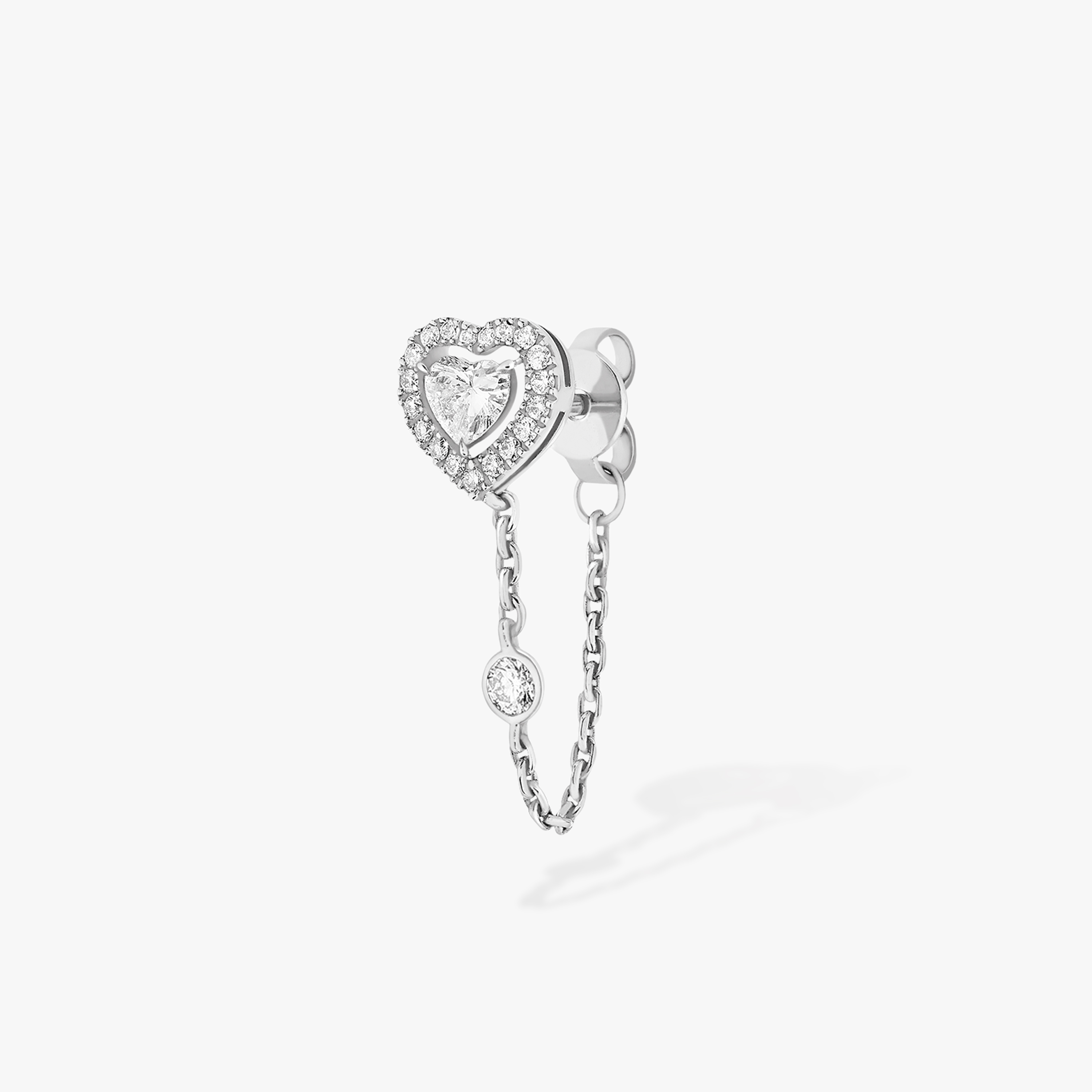Boucles d'oreilles Femme Or Blanc Diamant Mono Boucle d'Oreille Joy diamant cœur 0,15ct chaîne 11557-WG