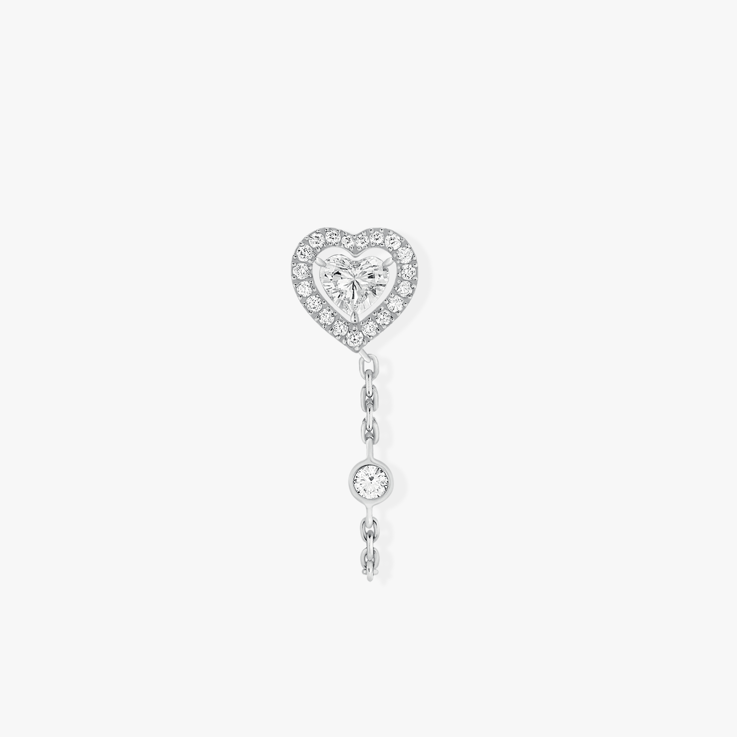 Boucles d'oreilles Femme Or Blanc Diamant Mono Boucle d'Oreille Joy diamant cœur 0,15ct chaîne 11557-WG
