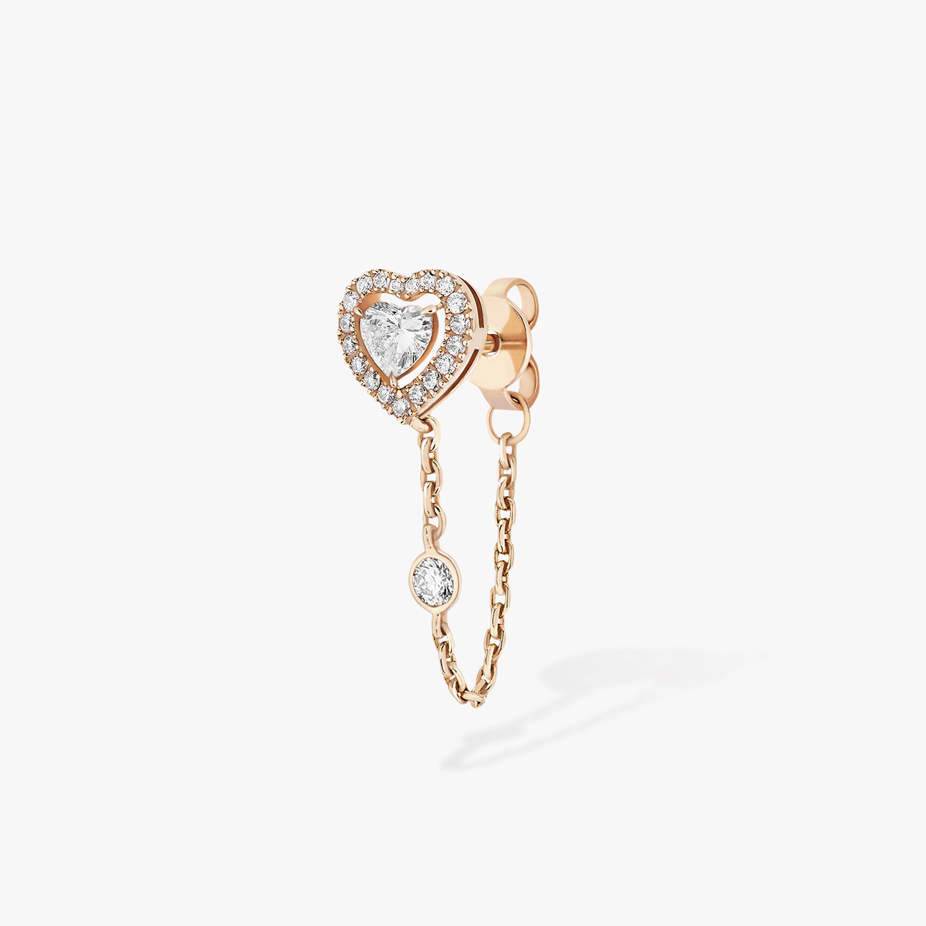 Boucles d'oreilles Femme Or Rose Diamant Mono Boucle d'Oreille Joy diamant cœur 0,15ct chaîne 11557-PG