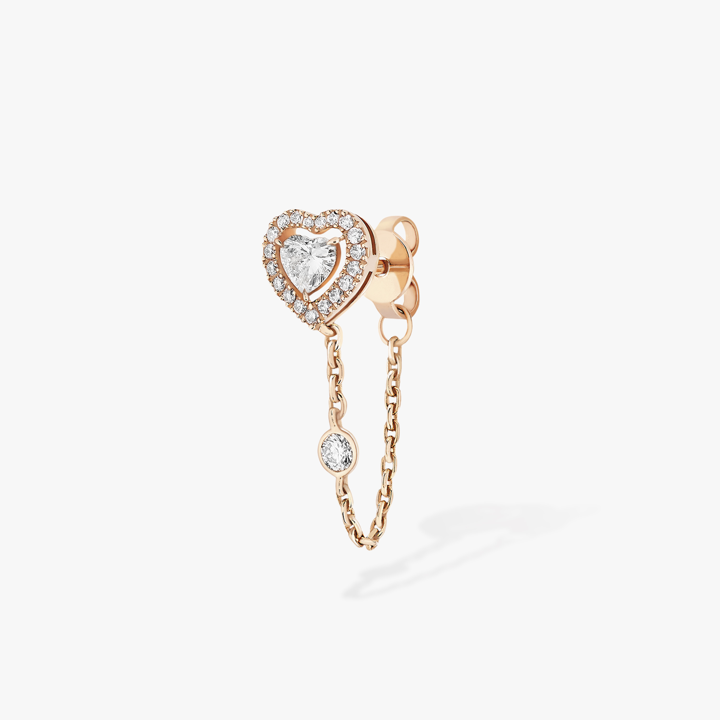 Joy cœur 0.15-carat single diamond chain earring Pink Gold For Her Diamond Earrings 11557-PG