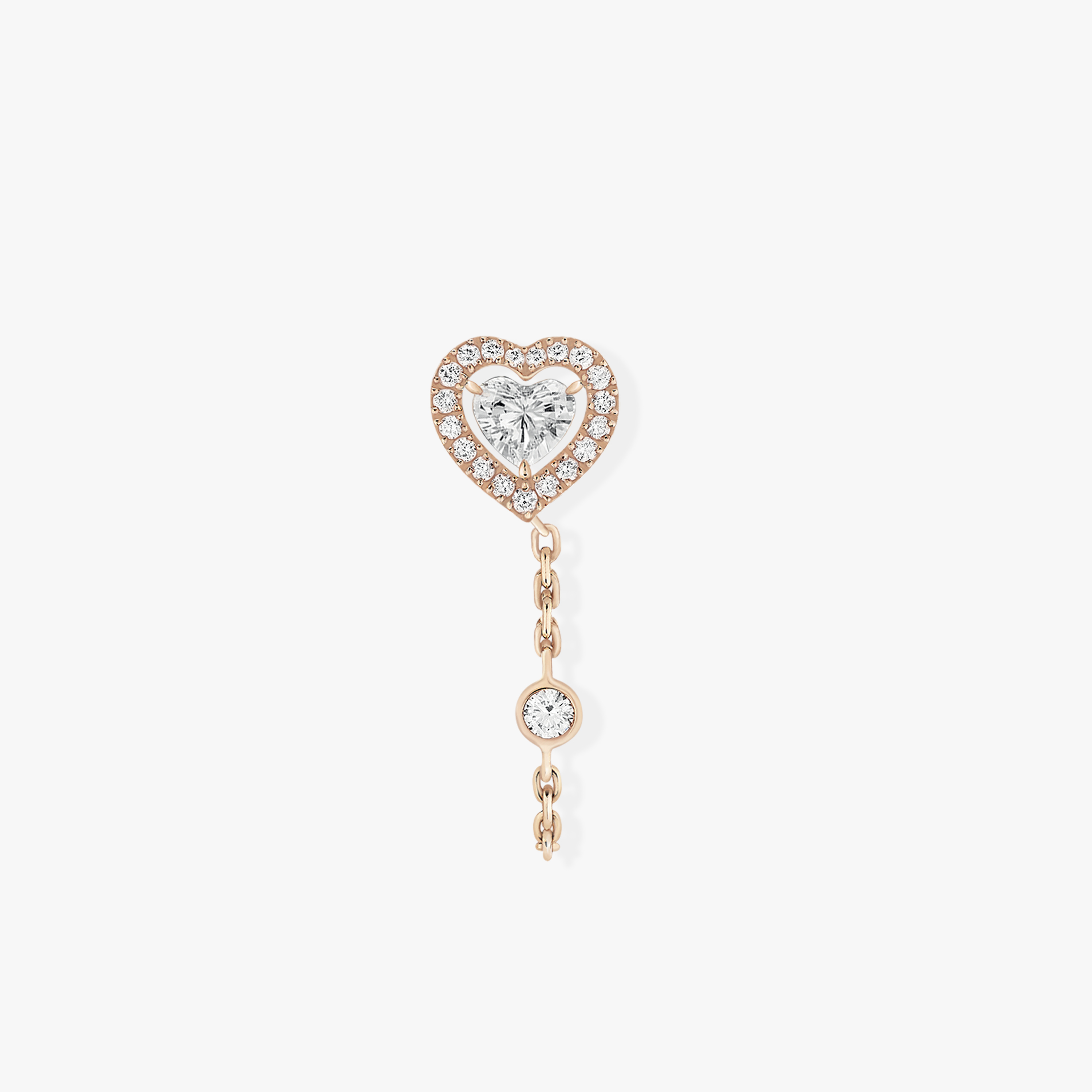 Pendiente Mujer Oro rosa Diamante Pendiente individual de cadena con diamante de corazón de 0,15 ct Joy 11557-PG