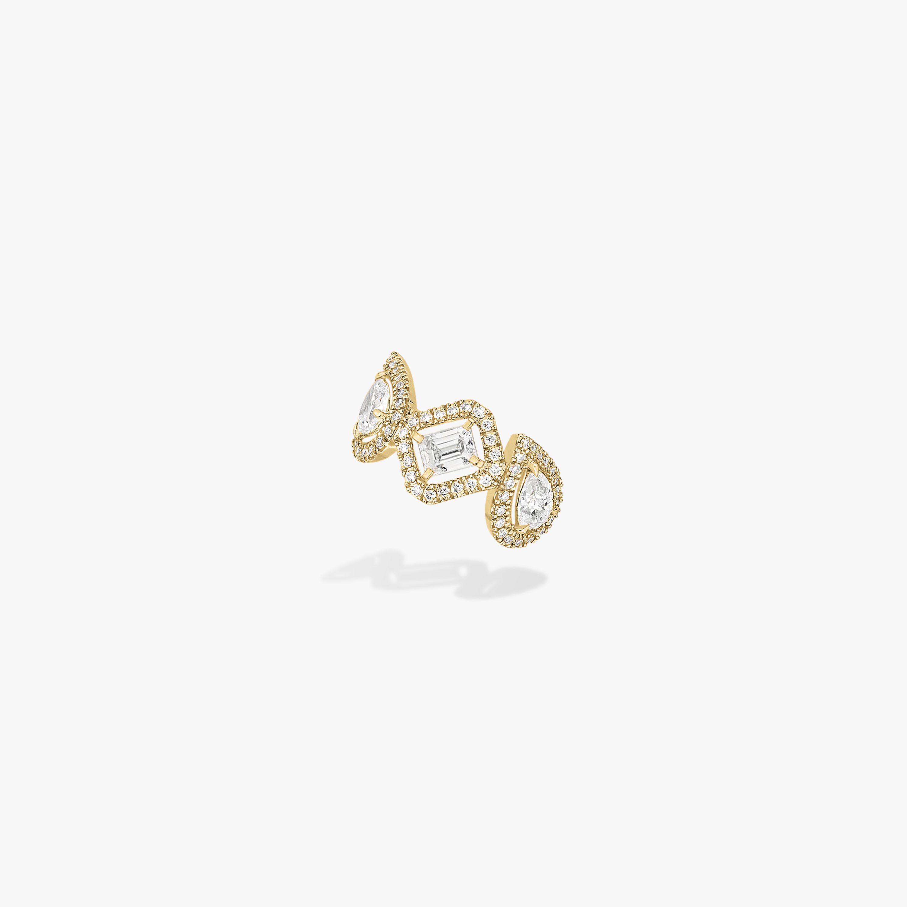 My Twin Mono Earring Middle 4x0.10ct Yellow Gold For Her Diamond Earrings 10026-YG