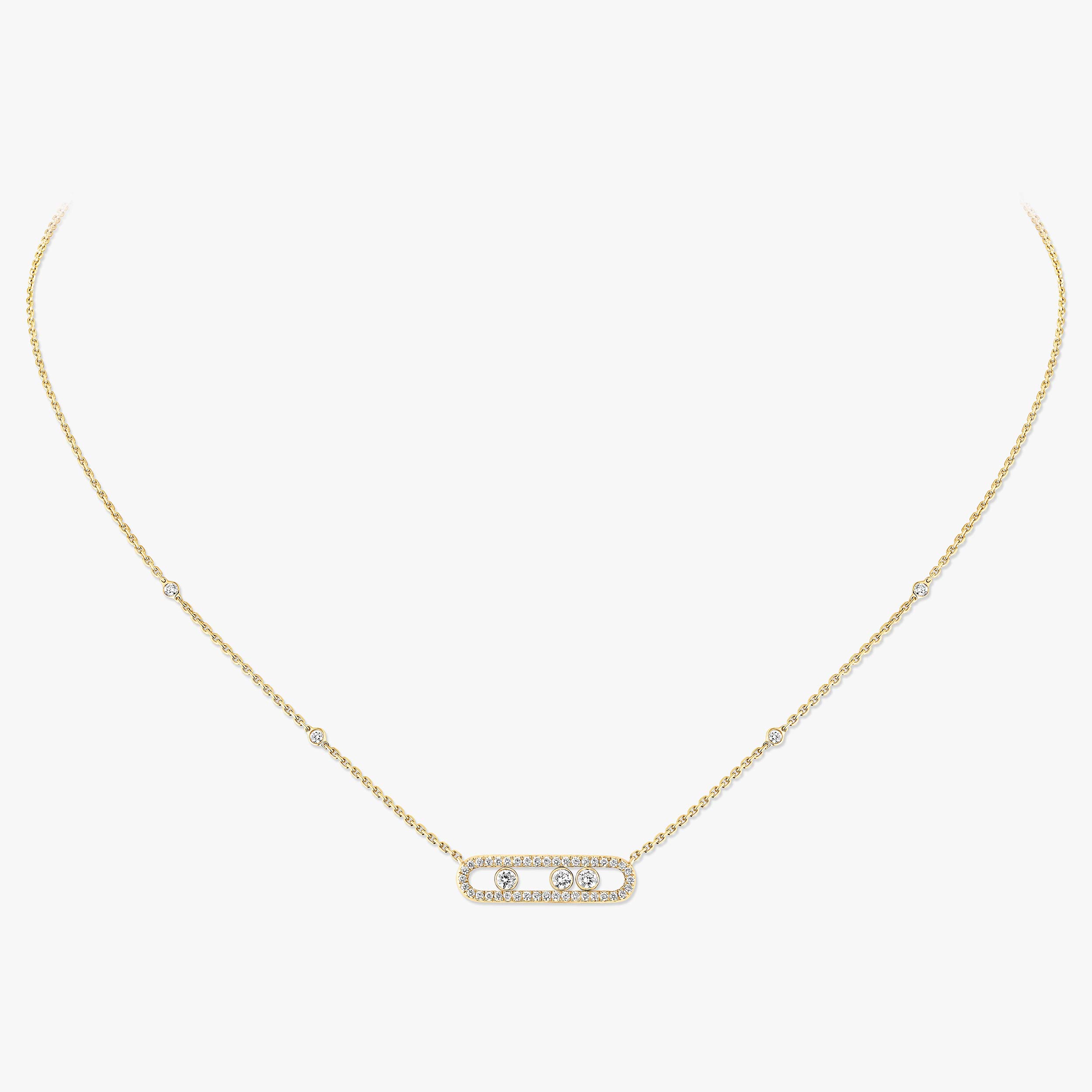 Yellow Gold Diamond Pavé Necklace Baby Move | Messika 04322-YG