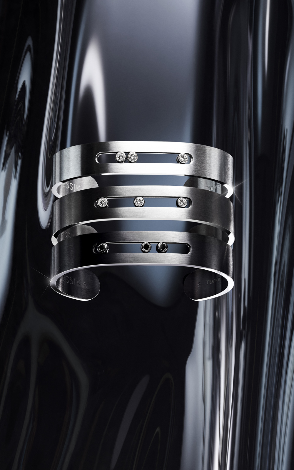 Move Titanium XL Diamond Cord Bracelet in Black Titanium