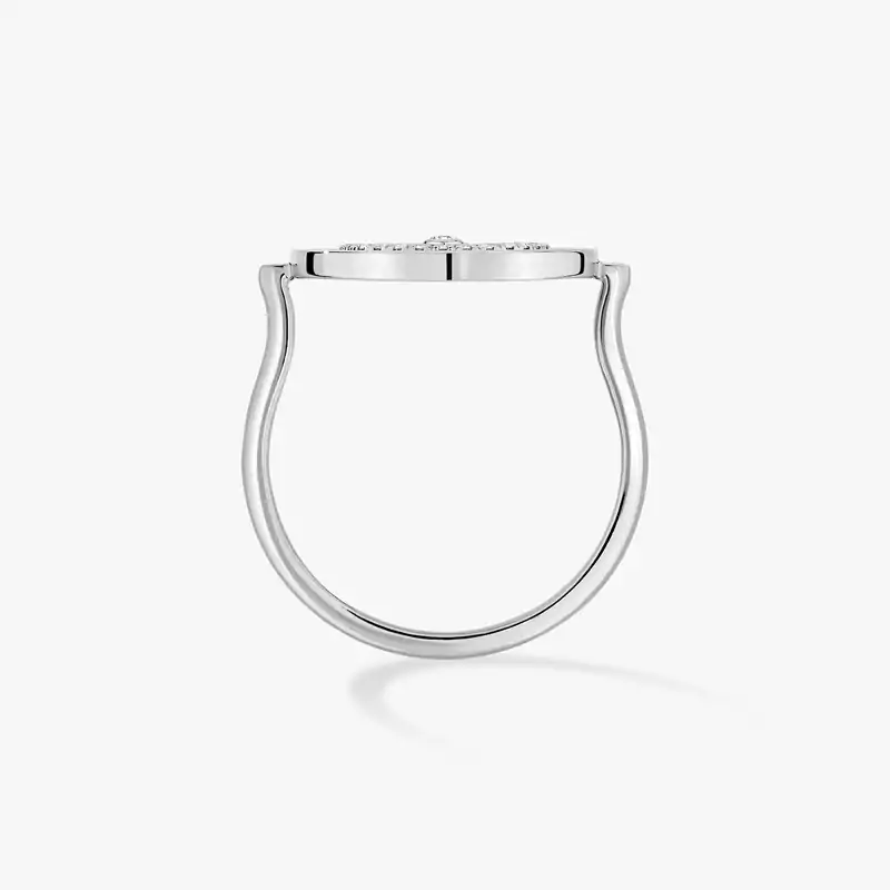 Bague Femme Or Blanc Diamant Lucky Move Pavée PM 07534-WG