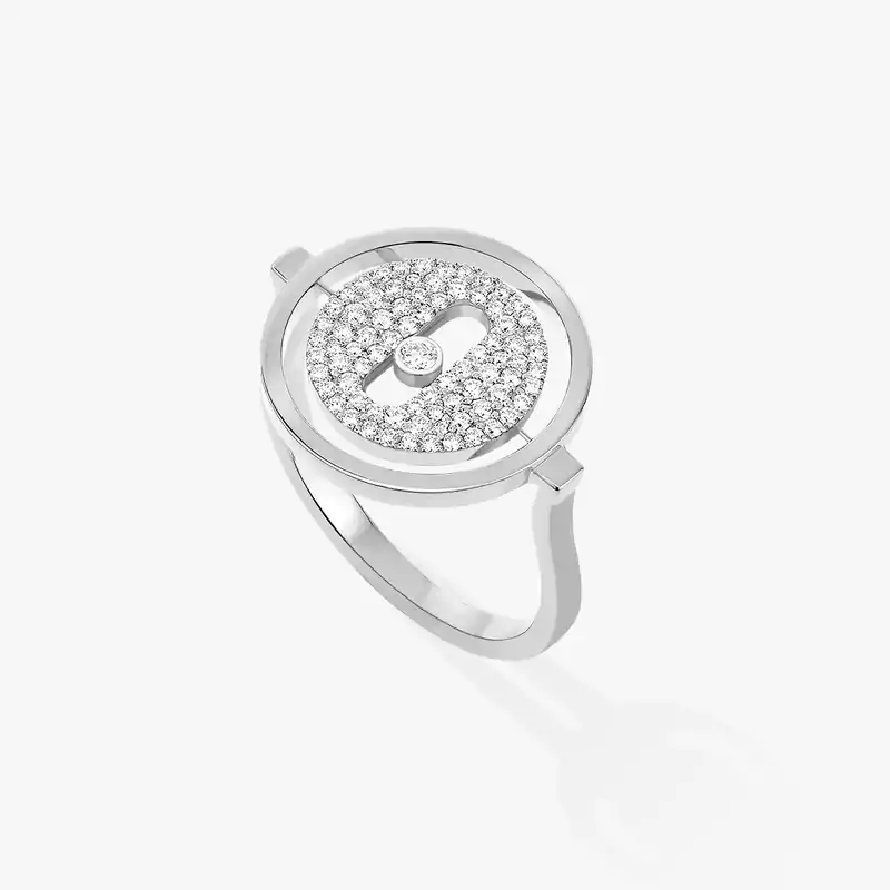 Bague Femme Or Blanc Diamant Lucky Move Pavée PM 07534-WG
