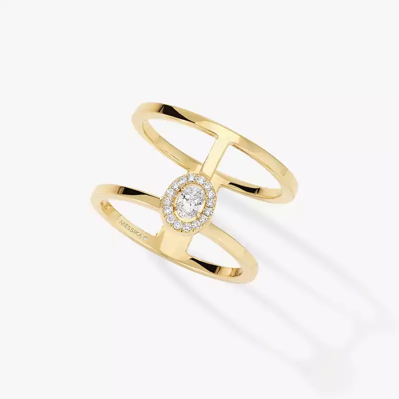 Bague Femme Or Jaune Diamant Glam'Azone 2 Rangs 06173-YG