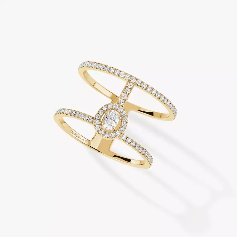 Glam'Azone 2 Rows Pavé Yellow Gold For Her Diamond Ring 05237-YG
