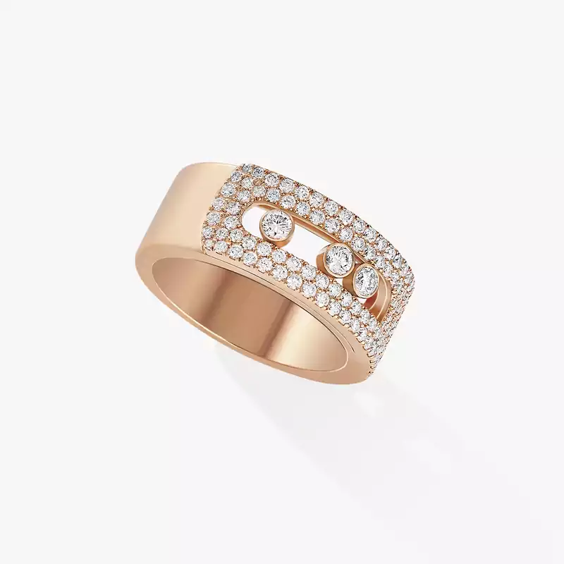 Move Noa LM Pavé  Pink Gold For Her Diamond Ring 10102-PG