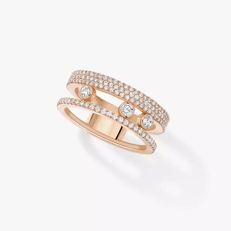 Move Romane Pavé  Pink Gold For Her Diamond Ring 07128-PG