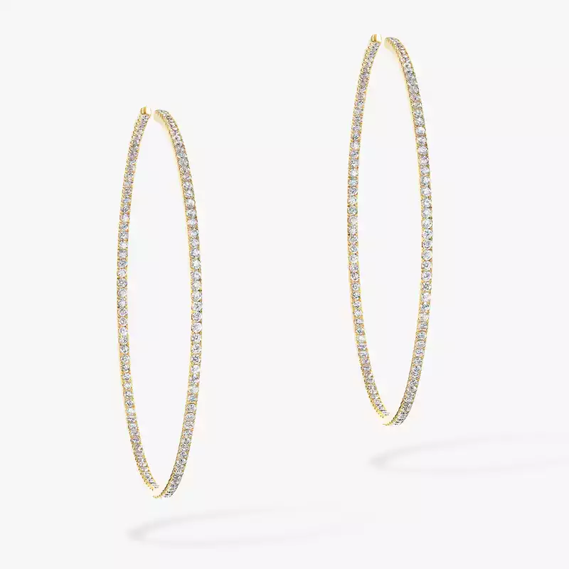 Gatsby Medium Hoop Yellow Gold For Her Diamond Earrings 04687-YG