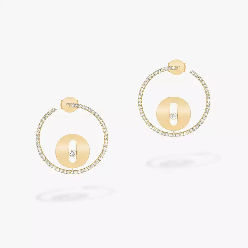 Boucles d'oreilles Femme Or Jaune Diamond Créoles Lucky Move PM 07515-YG