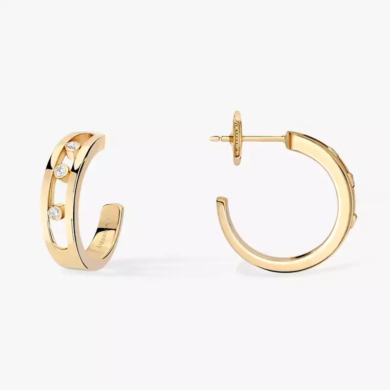 Earrings For Her Yellow Gold Diamond Move Hoop 04407-YG