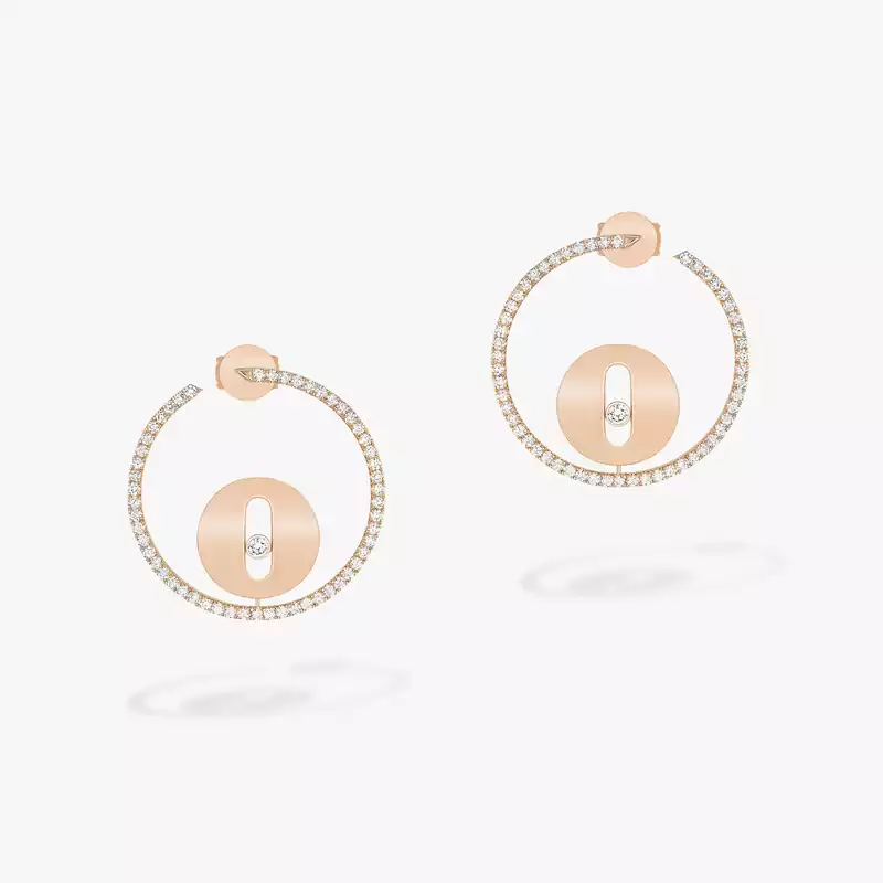 Boucles d'oreilles Femme Or Rose Diamond Créoles Lucky Move PM 07515-PG
