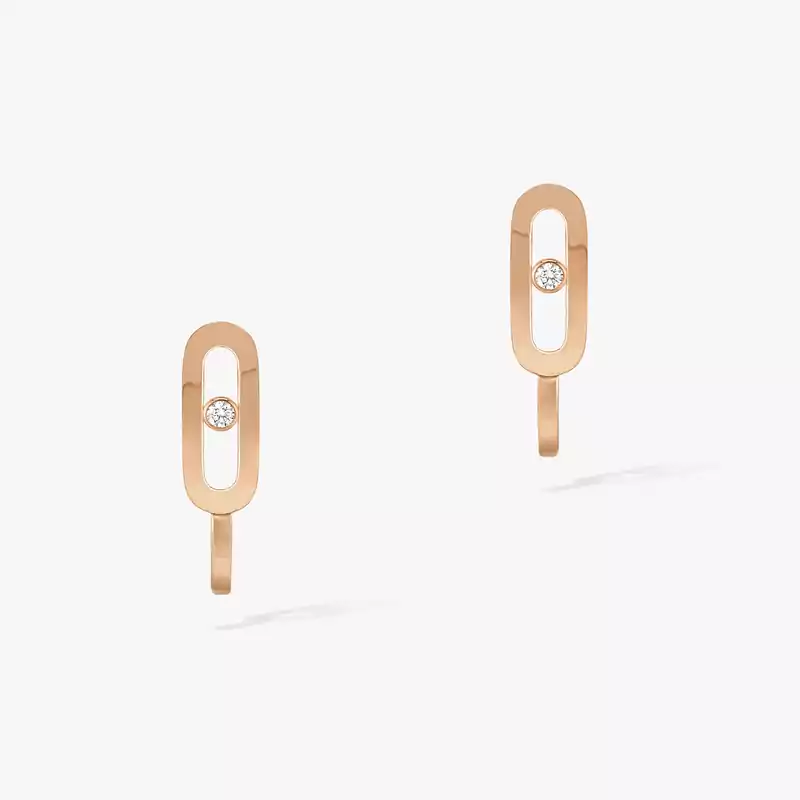 Move Uno Mini Hoops  Pink Gold For Her Diamond Earrings 10050-PG