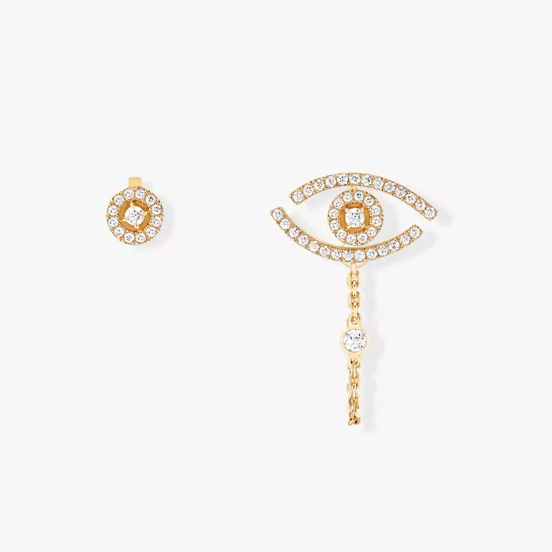 Boucles d'oreilles Femme Or Jaune Diamond Mit Diamanten ausgefasste Lucky Eye Ohrringe 11349-YG