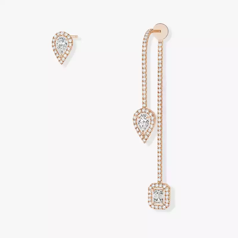 Boucles d'oreilles Femme Or Rose Diamant My Twin Hameçon Pavé et Puce 3x010ct  07224-PG