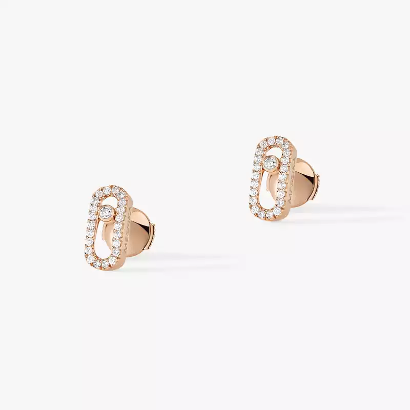 Puces Move Uno Pink Gold For Her Diamond Earrings 05634-PG