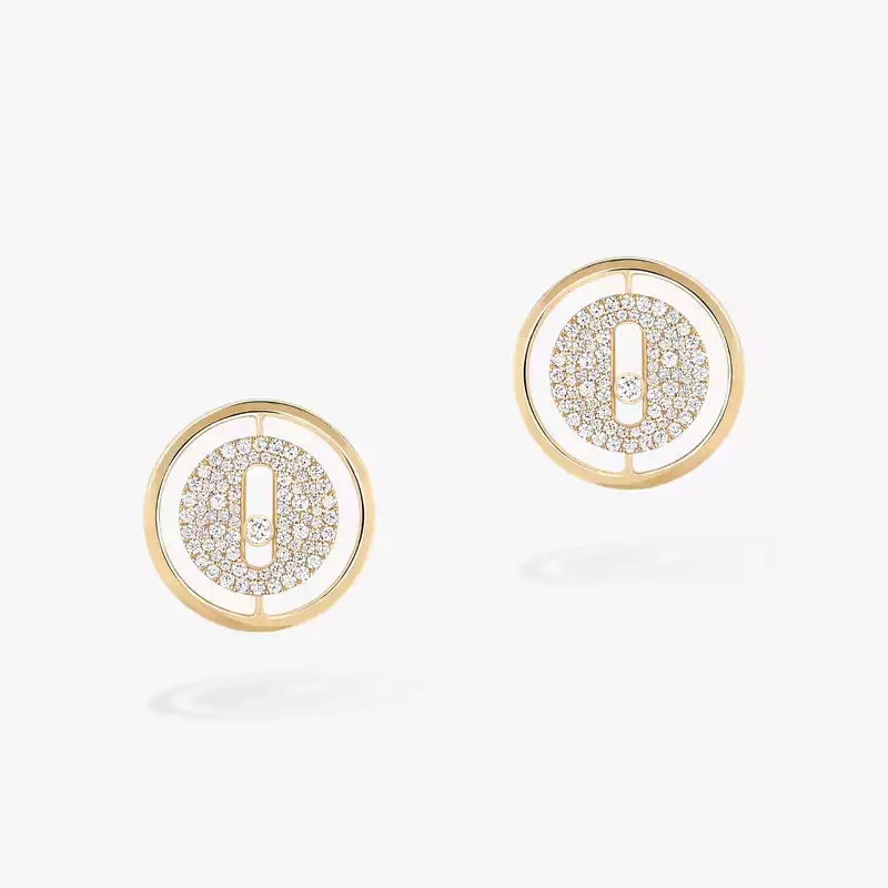 Boucles d'oreilles Femme Or Jaune Diamant Puces Pavées Lucky Move 11572-YG