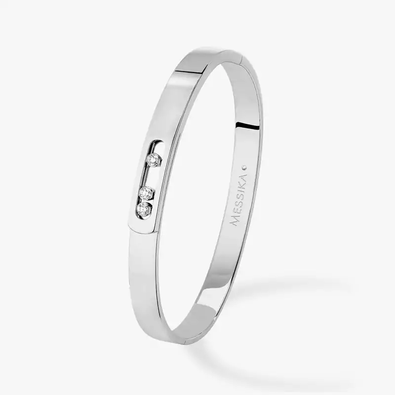 Bracelet Femme Or Blanc Diamant Bangle Move Noa Grandes Tailles 13912-WG