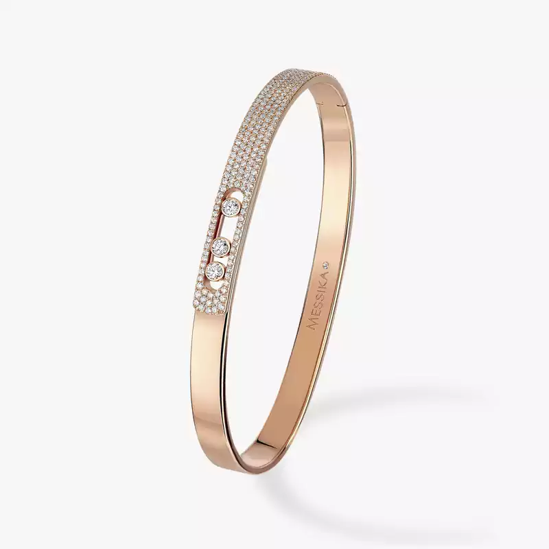 Move Noa Semi Pavé Bangle SM  Pink Gold For Her Diamond Bracelet 10093-PG