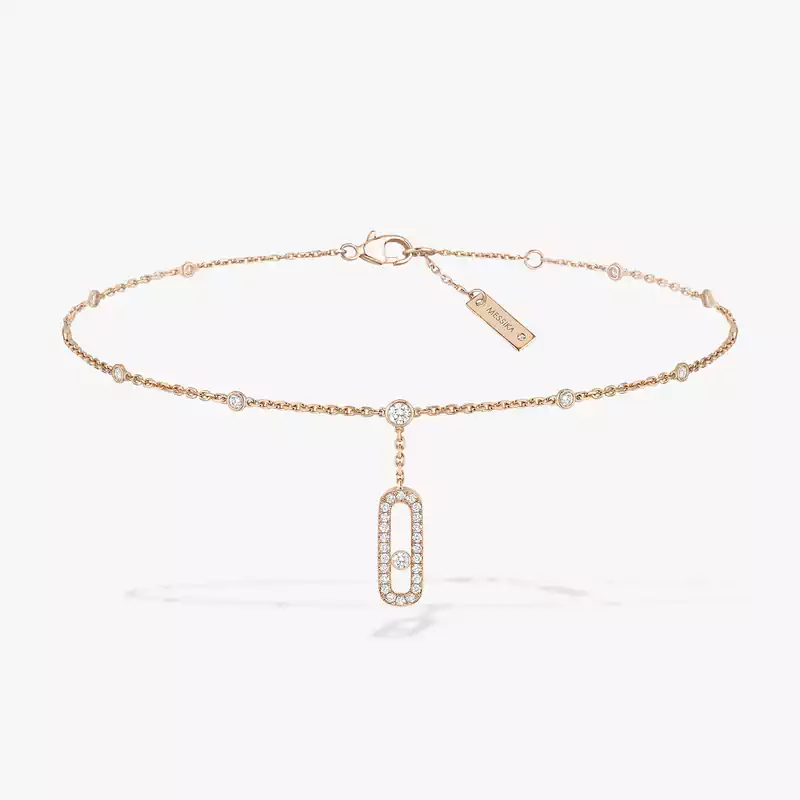 Bracelet Femme Or Rose Diamond Bracelet de Cheville Move Uno Pavé 06592-PG