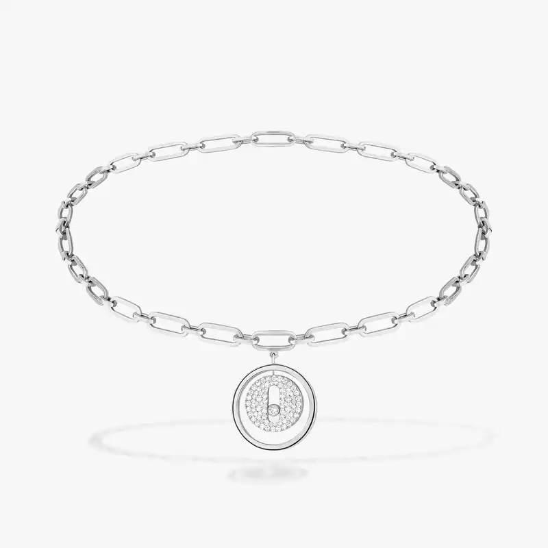Bracelet Femme Or Blanc Diamant Bracelet de Cheville Lucky Move Pavé 12151-WG