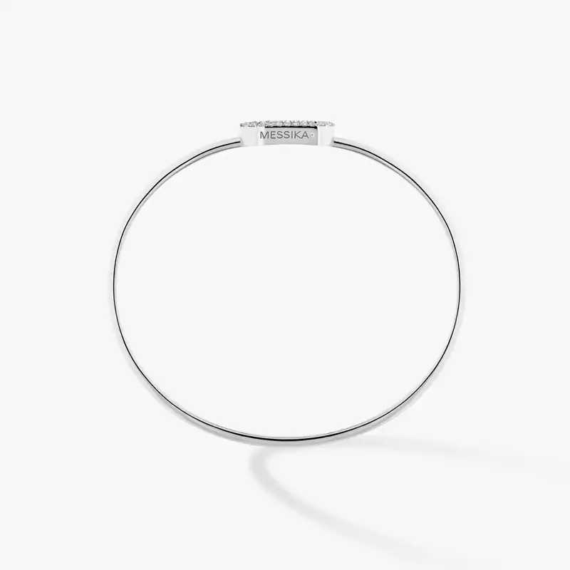 Bracelet Femme Or Blanc Diamant Jonc Flex Move Uno Pavé MM 12057-WG