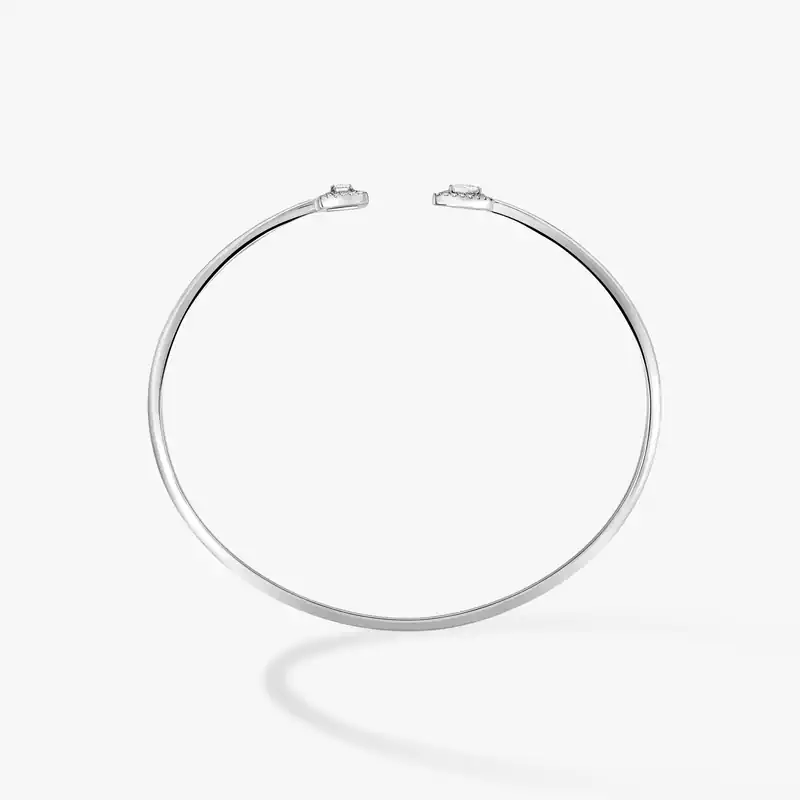 Bracelet Femme Or Blanc Diamant Jonc Flex My Twin Toi & Moi 0,15ct x2 07222-WG
