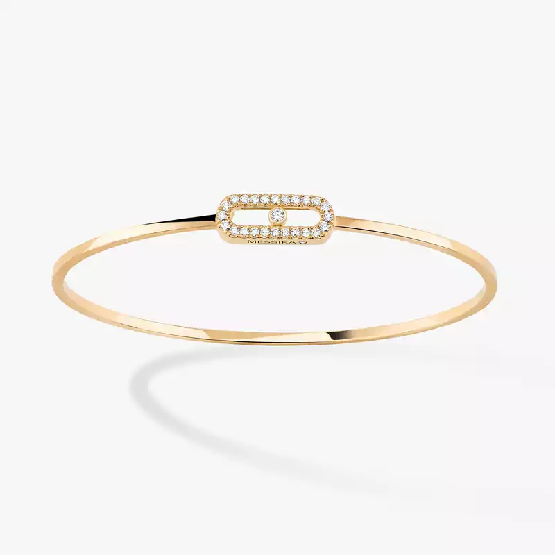 Bracelet Femme Or Jaune Diamant Jonc Flex Move Uno Pavé 11134-YG