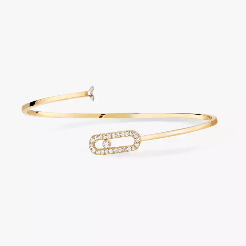 Bracelet Femme Or Jaune Diamant Jonc Flex Move Uno Pavé 11134-YG