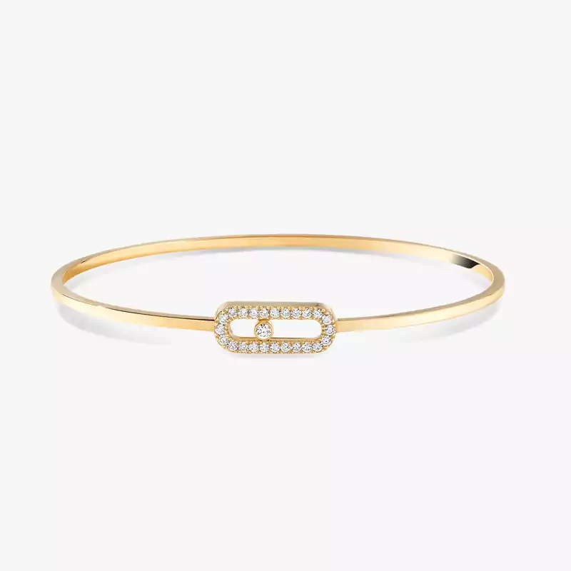 Bracelet Femme Or Jaune Diamant Jonc Flex Move Uno Pavé 11134-YG