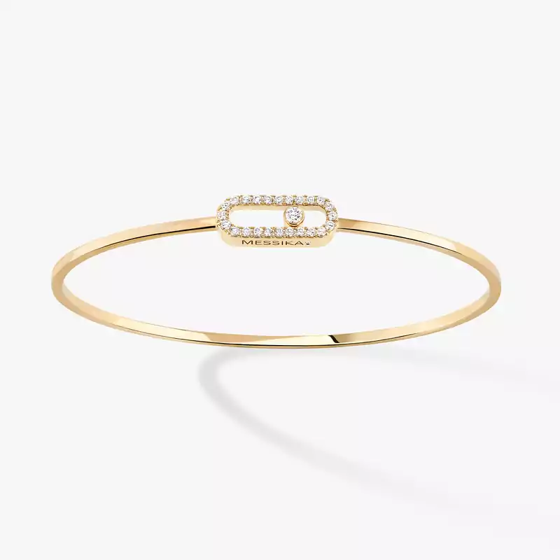 Bracelet For Her Yellow Gold Diamond Jonc Flex Move Uno Pavé MM 12057-YG
