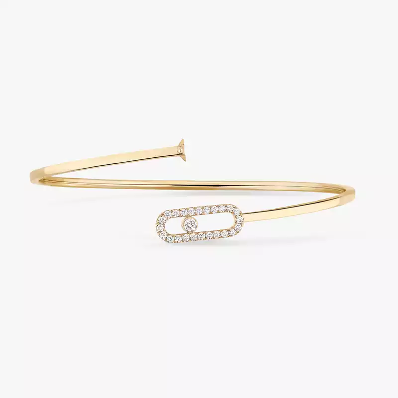 Bracelet For Her Yellow Gold Diamond Jonc Flex Move Uno Pavé MM 12057-YG