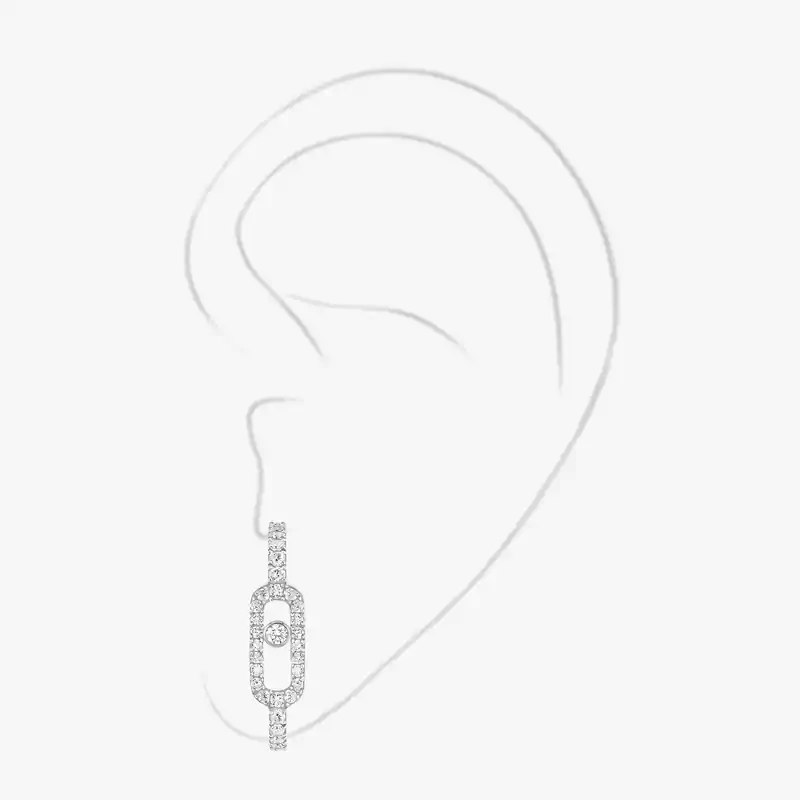 Move Uno Pavé Mono Earring White Gold For Her Diamond Earrings 10007-WG