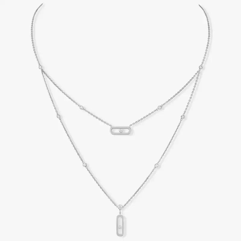 Move Uno 2 Rows  White Gold For Her Diamond Necklace 08852-WG