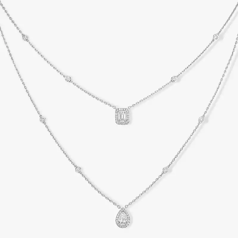 Collier Femme Or Blanc Diamant My Twin 2 Rangs 06506-WG